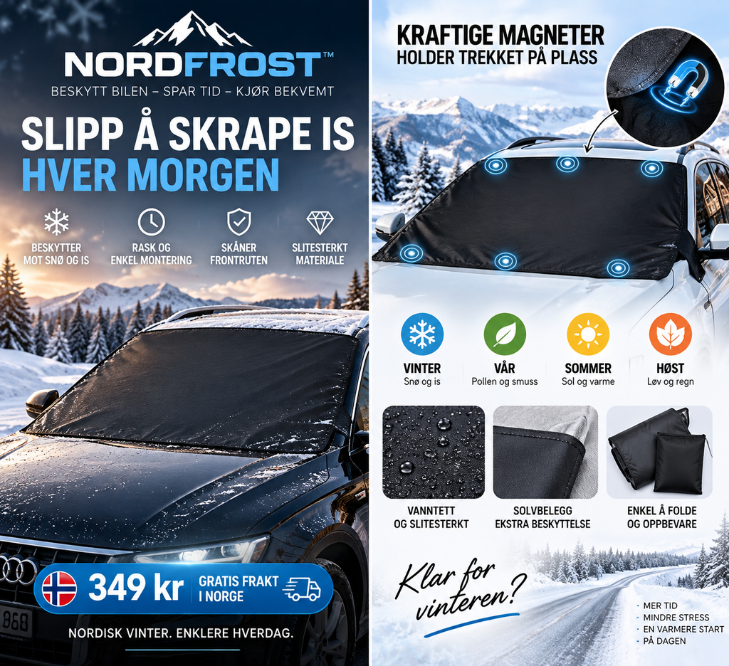 NordFrost – Magnetisk frontrutebeskytter mot snø og is